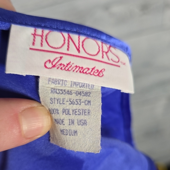 Vintage HONORS Intimate Blue Satin Lingerie Slip Dress Size Medium - Picture 5 of 9